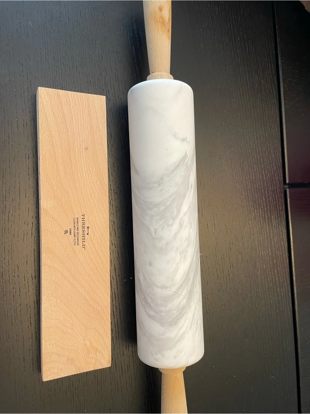 Threshold Beechwood Marble Accent - Natural Wood and White
